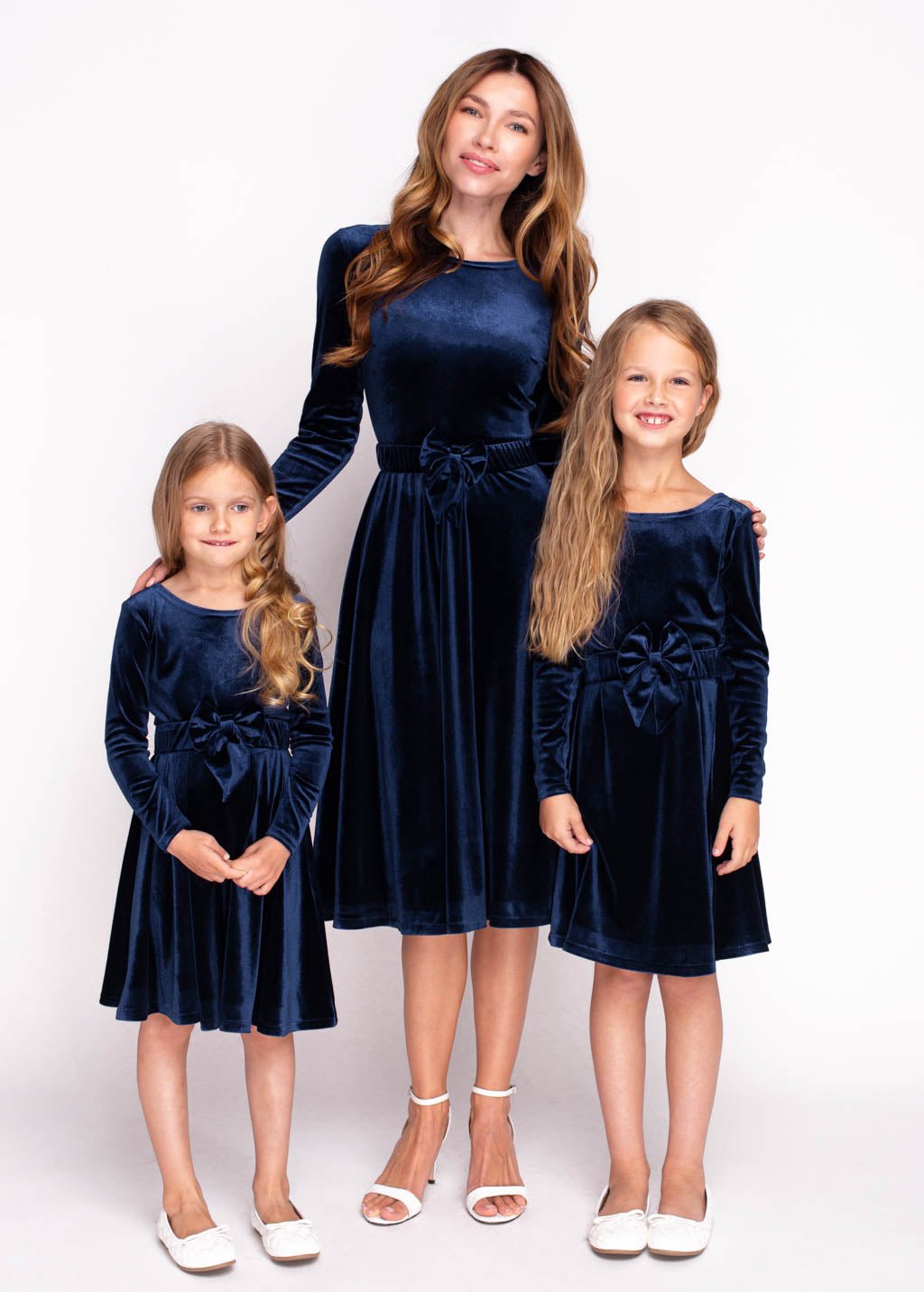 Mommy and me navy blue velvet adult dress
