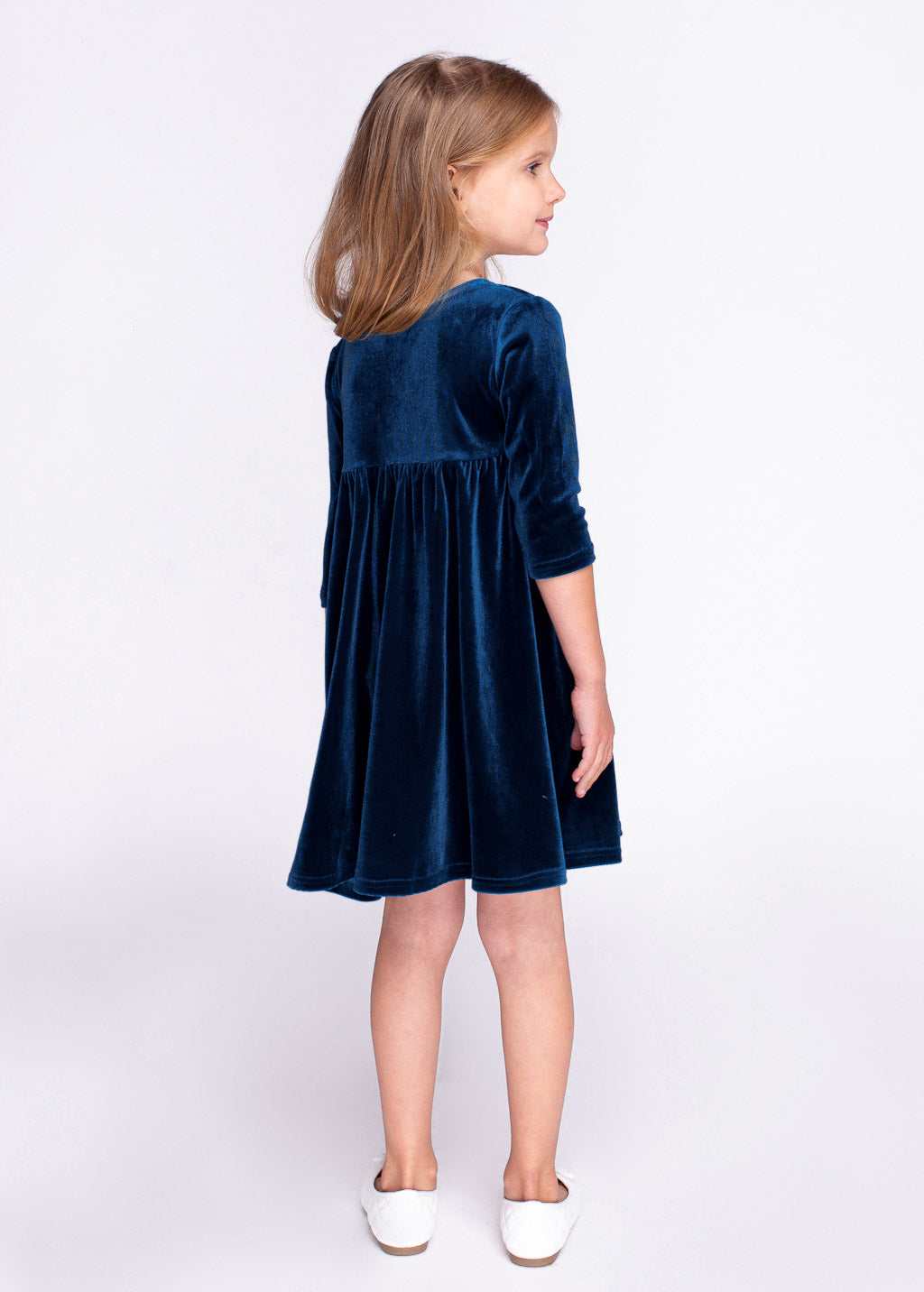 Navy Blue girl velvet dress