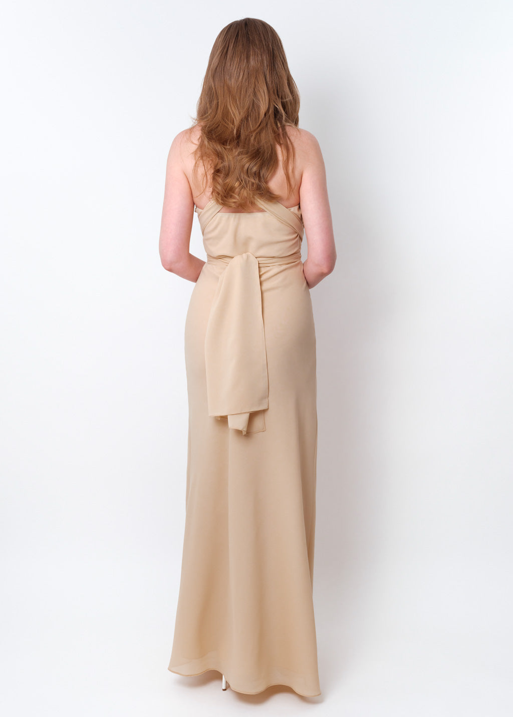 Champagne beige chiffon infinity long dress