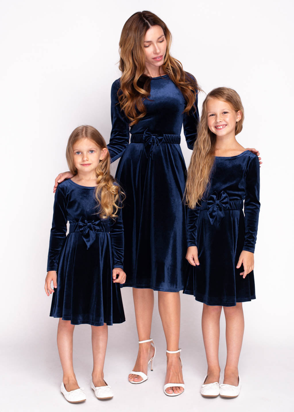 Navy blue girl velvet dresses