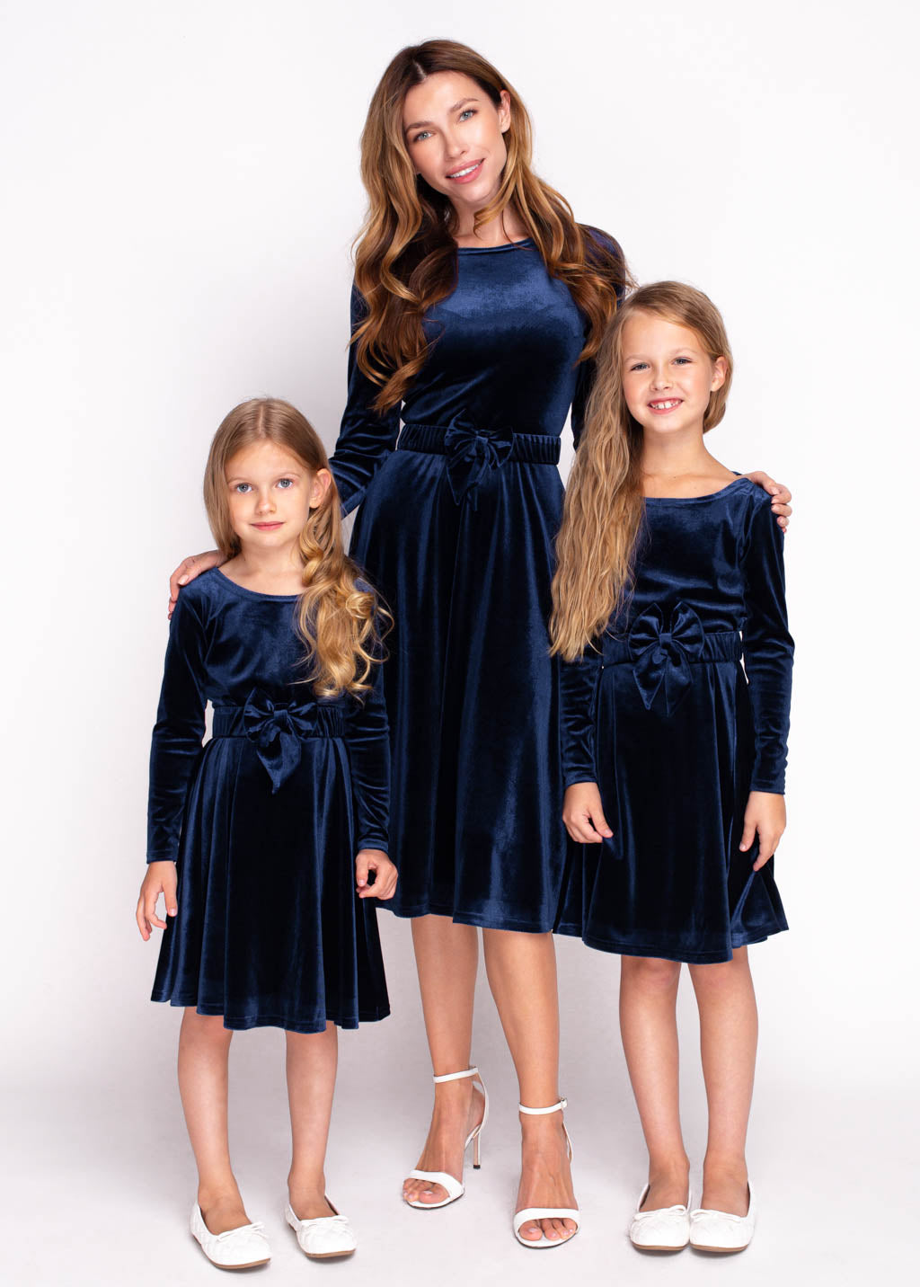 Mommy and me navy blue velvet adult dress