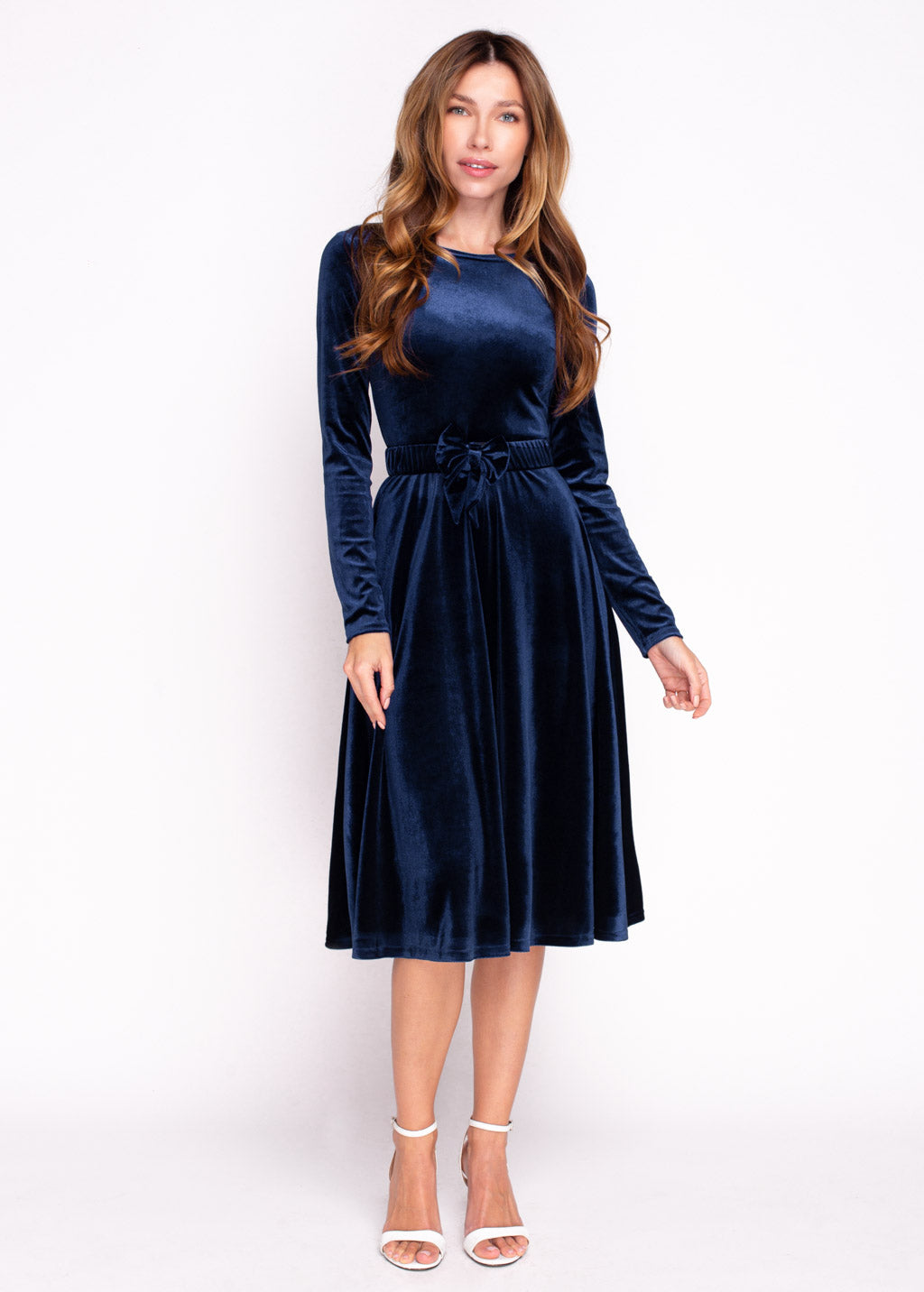 Mommy and me navy blue velvet adult dress