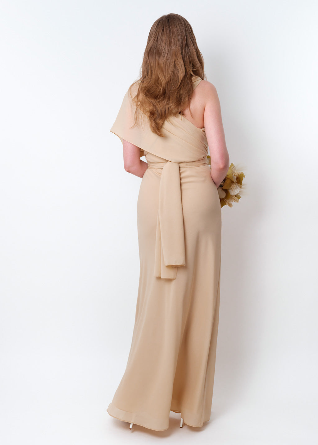 Champagne beige chiffon infinity long dress