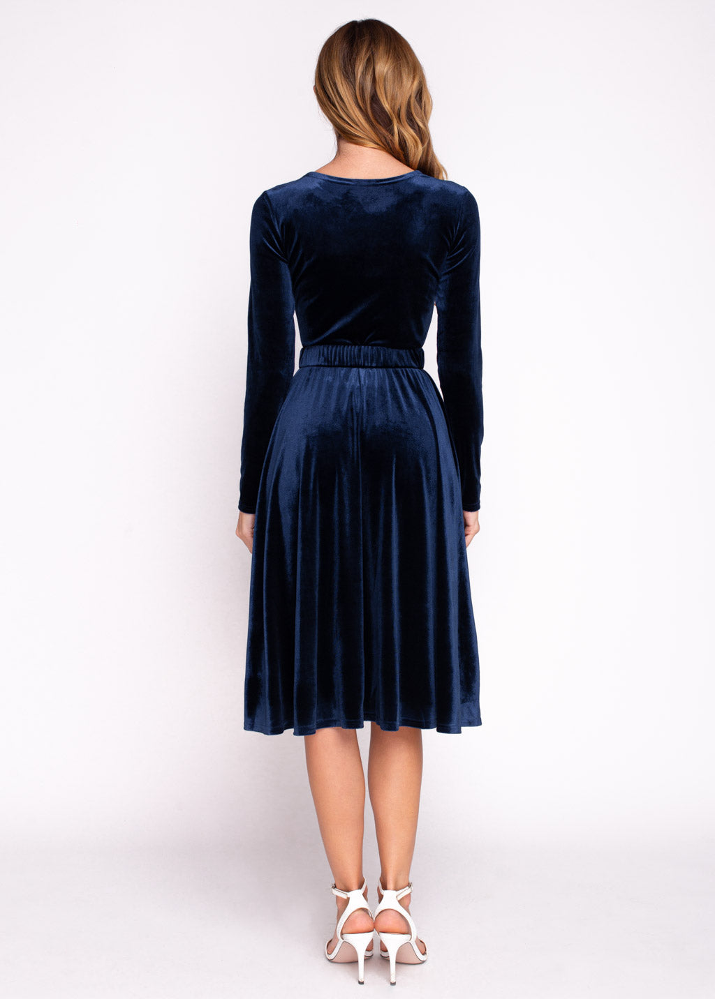 Mommy and me navy blue velvet adult dress