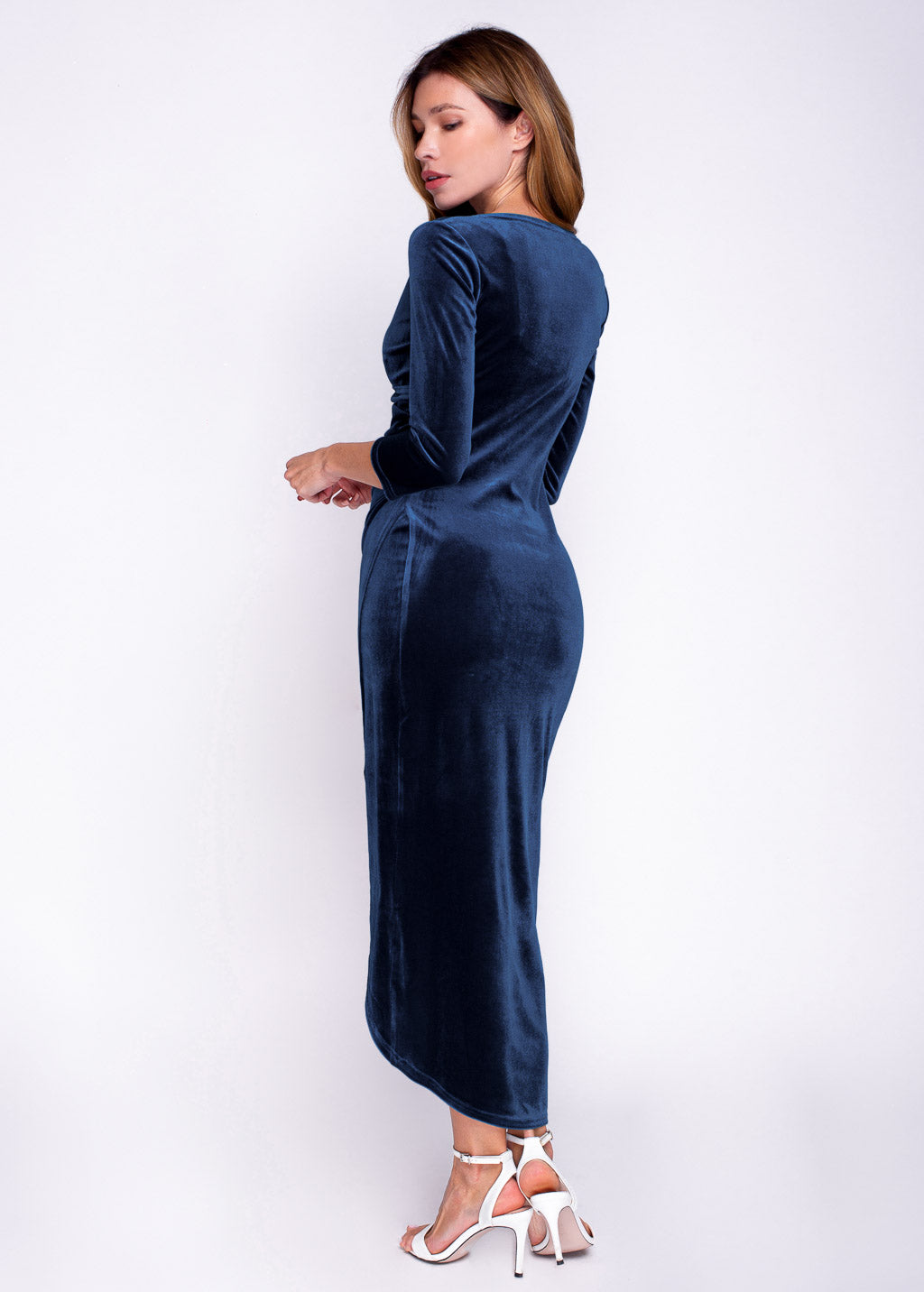 Mommy and me navy blue velvet adult dress