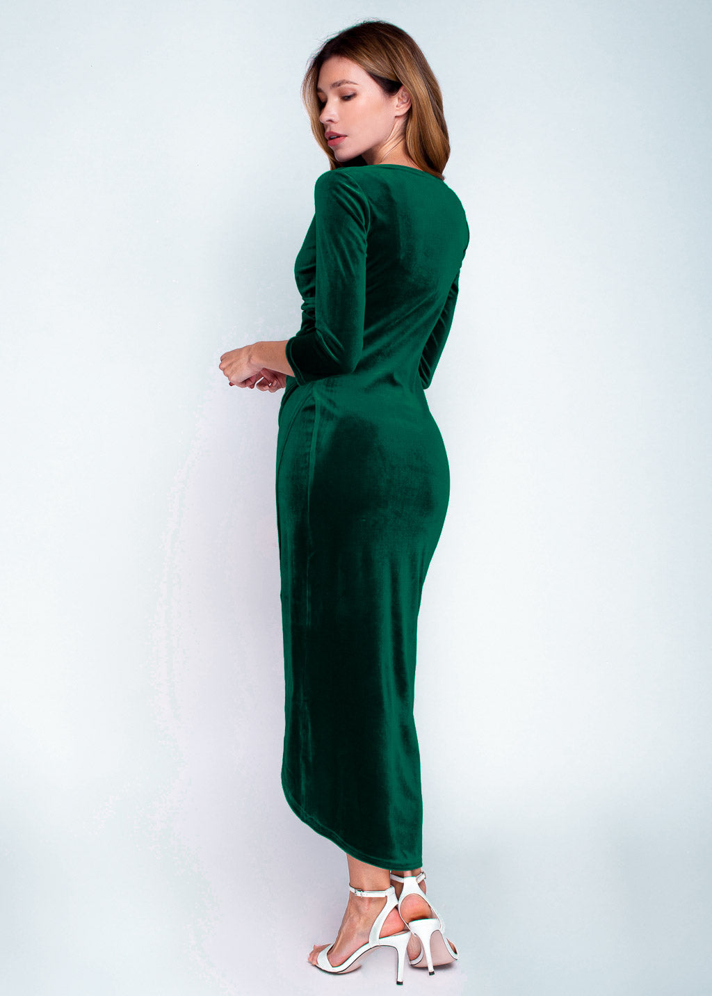 Mommy and me emerald green velvet adult dress
