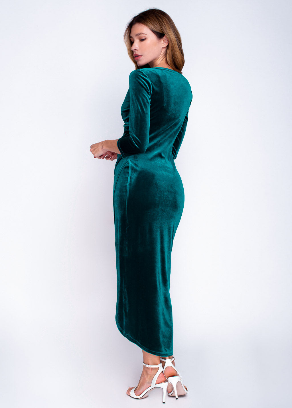 Mommy and me teal green velvet adult dress