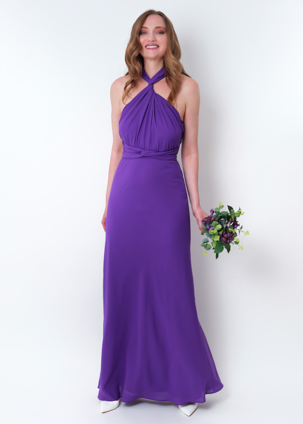 Purple chiffon infinity long dress