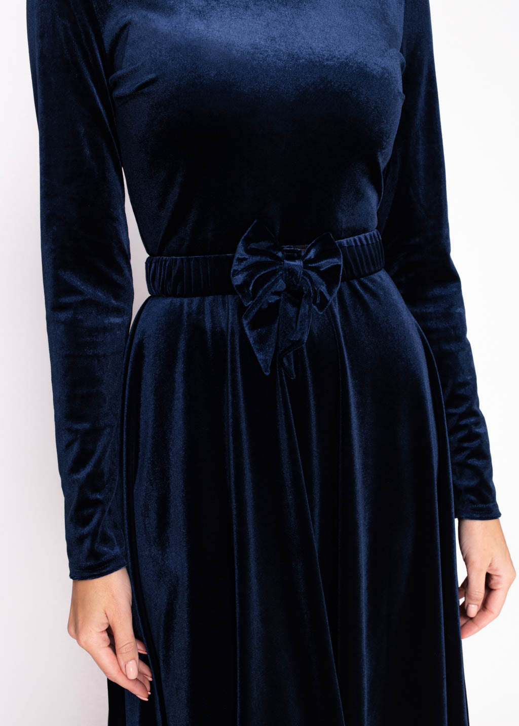 Mommy and me navy blue velvet adult dress