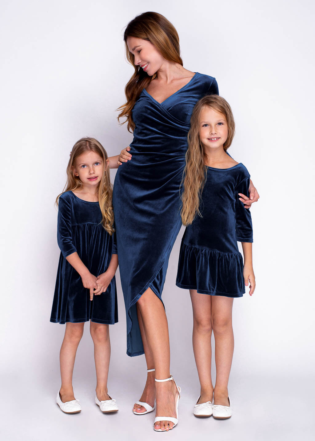 Mommy and me navy blue velvet adult dress