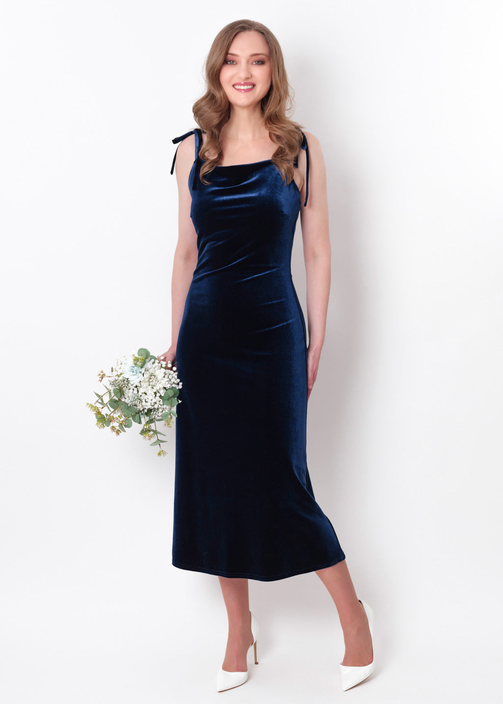 Navy blue slip velvet bodycon dress