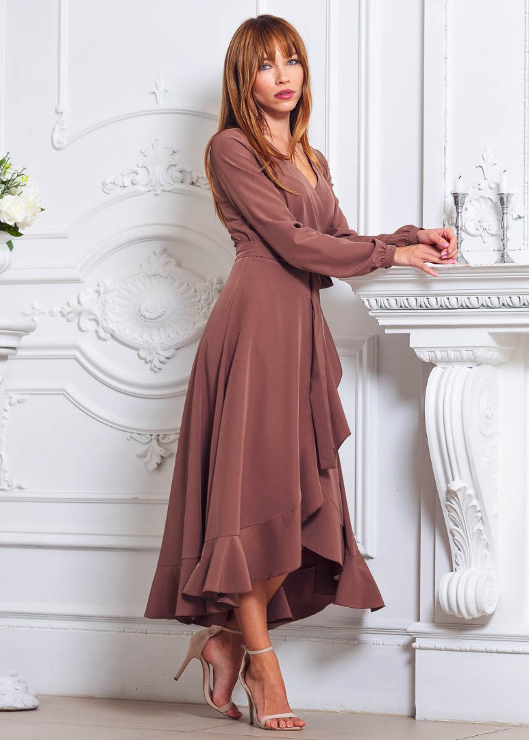 Brown wrap dress