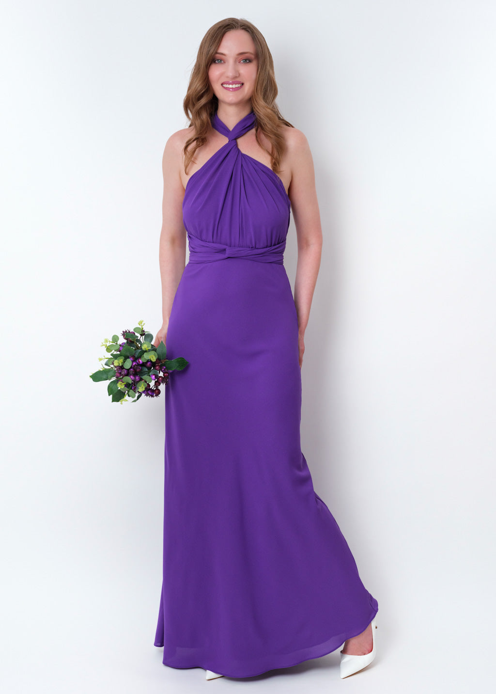 Purple chiffon infinity long dress