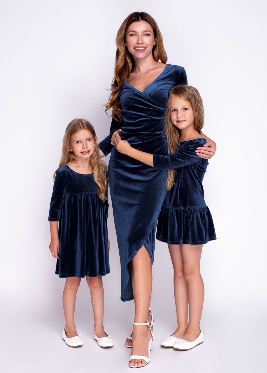 Mommy and me navy blue velvet adult dress