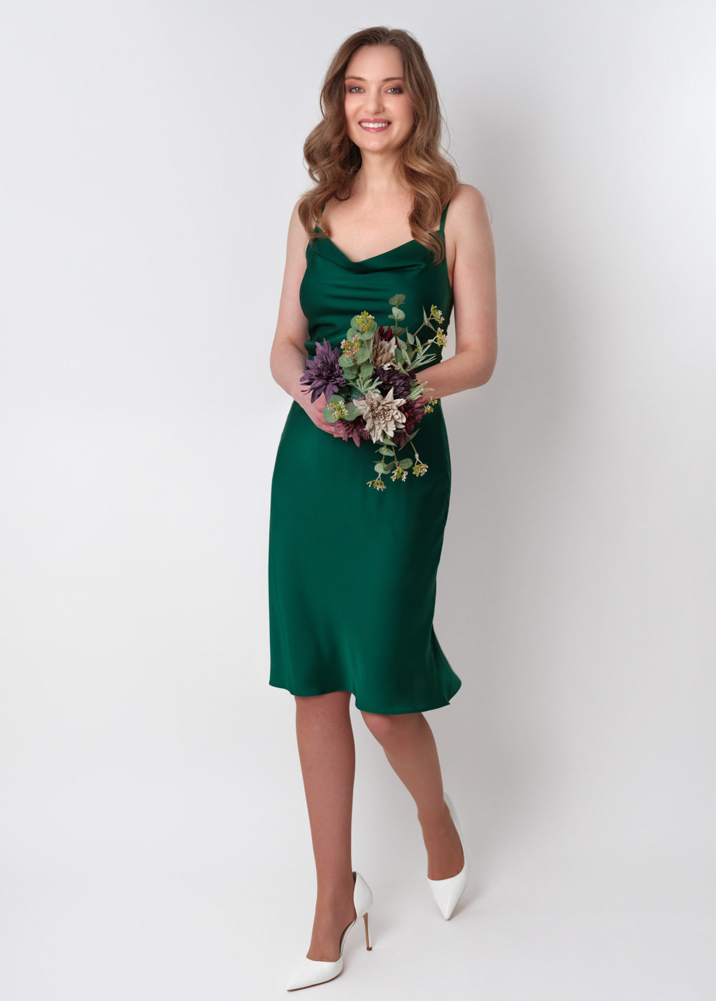 Dark green silk slip dress