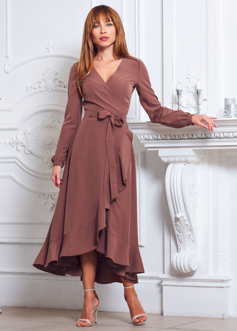 Brown wrap dress