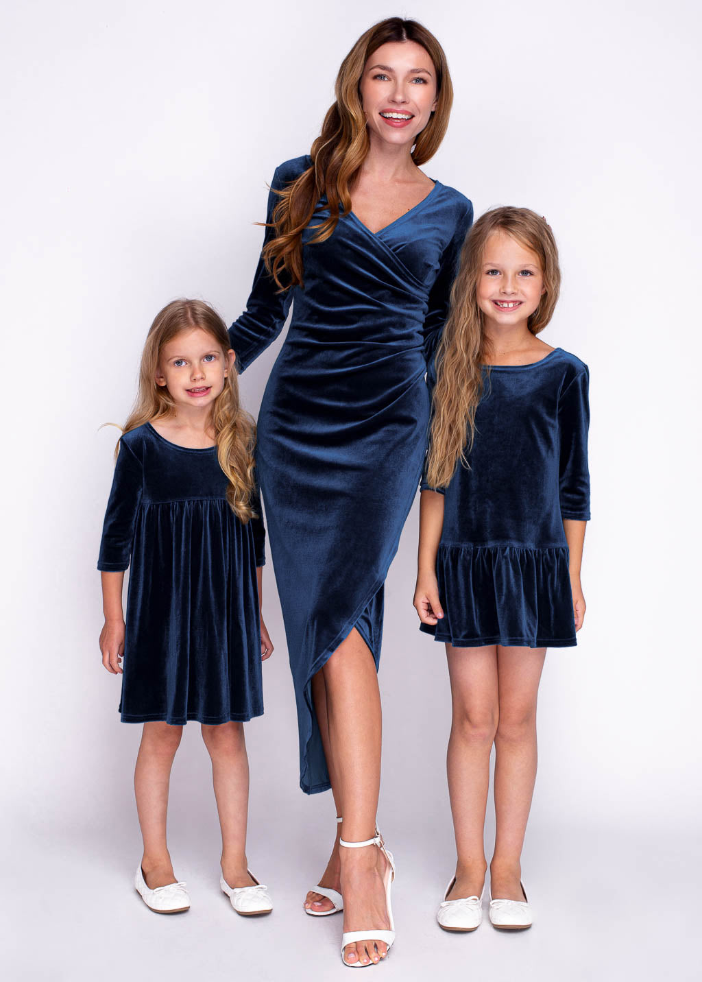 Mommy and me navy blue velvet adult dress