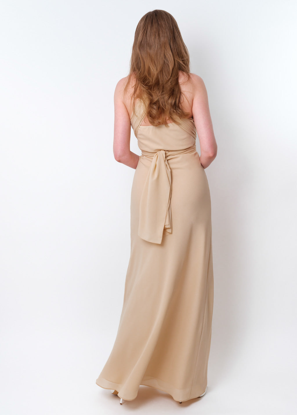 Champagne beige chiffon infinity long dress