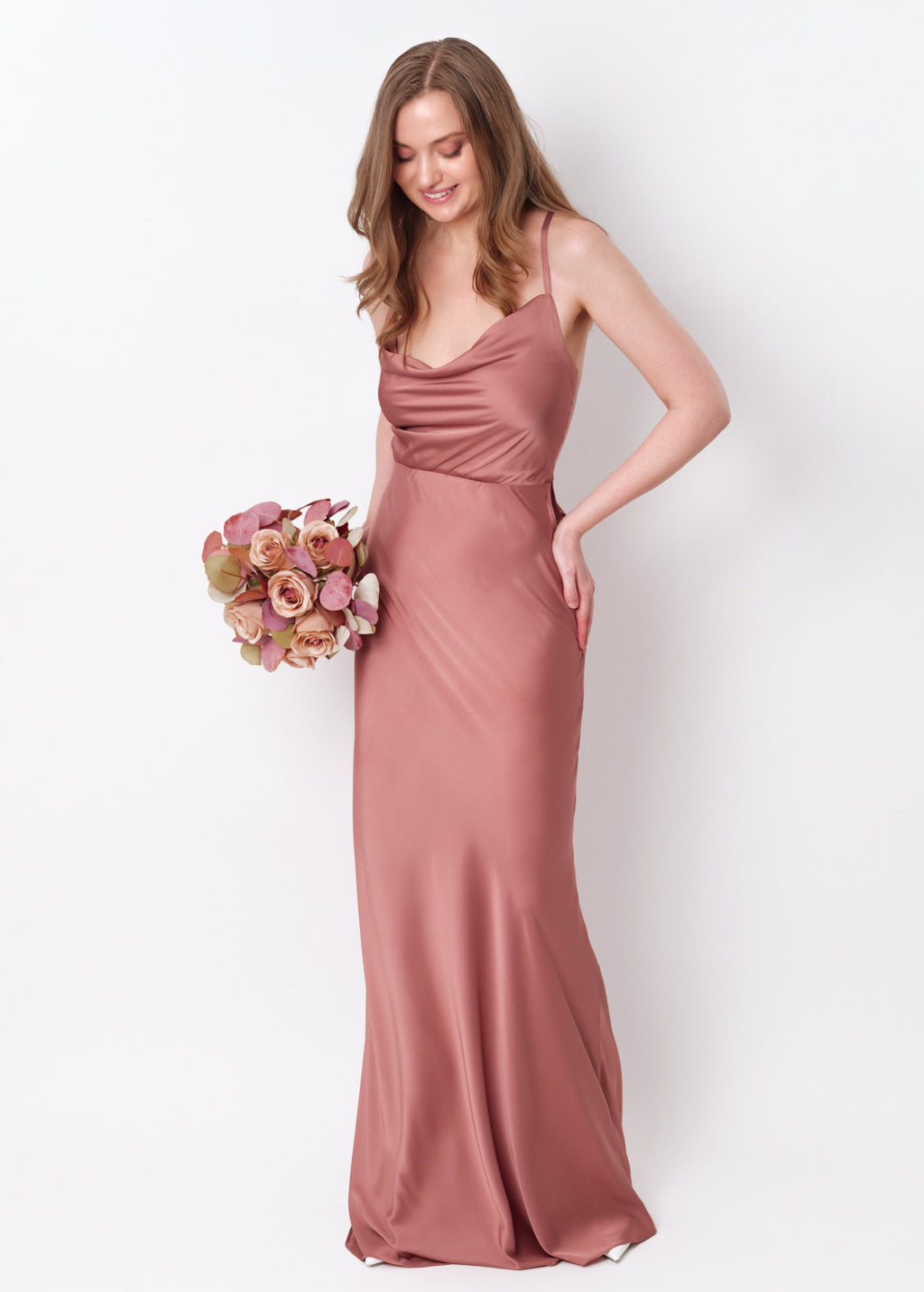 Champagne rose silk slip dress