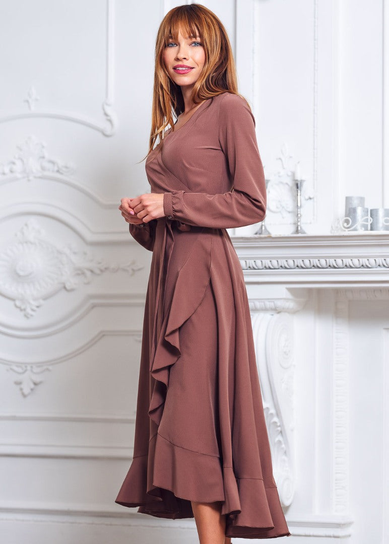 Brown wrap dress
