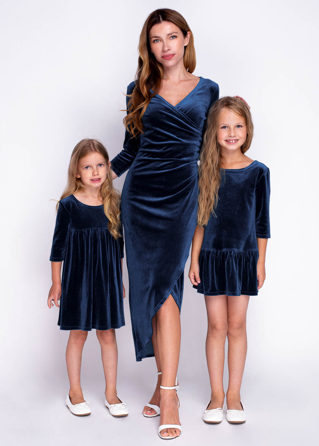 Mommy and me navy blue velvet adult dress