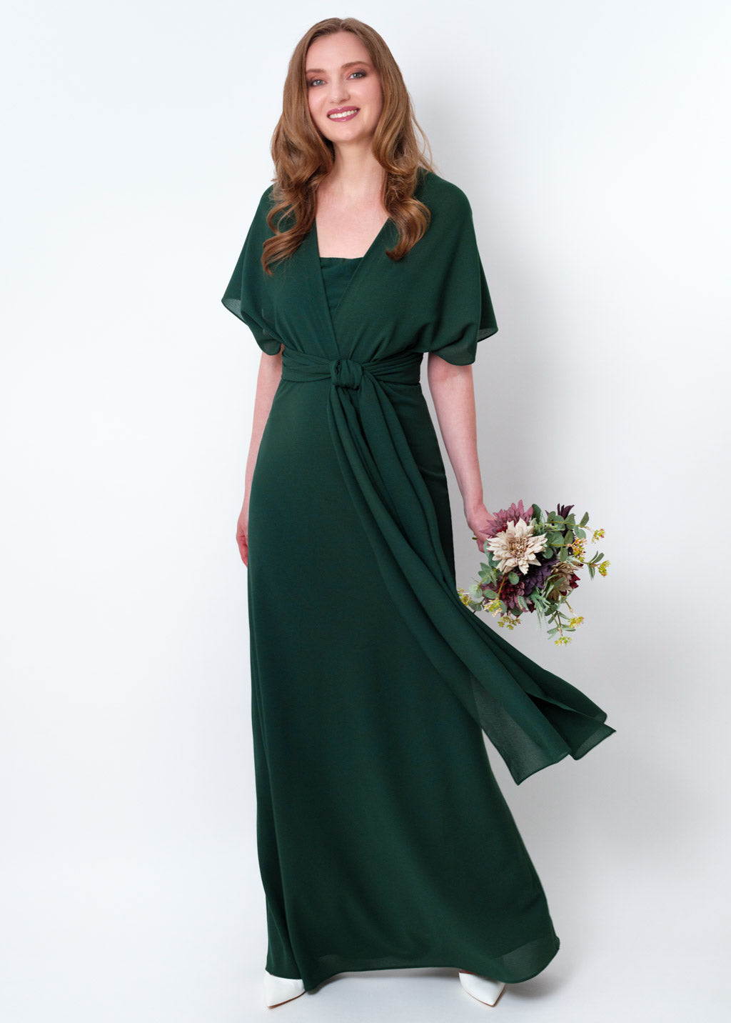 Dark green chiffon infinity long dress