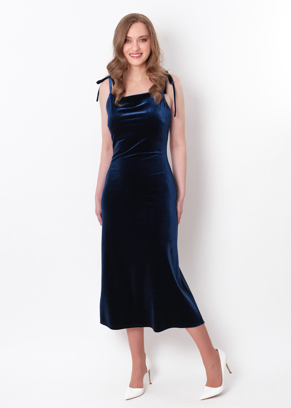 Navy blue slip velvet bodycon dress