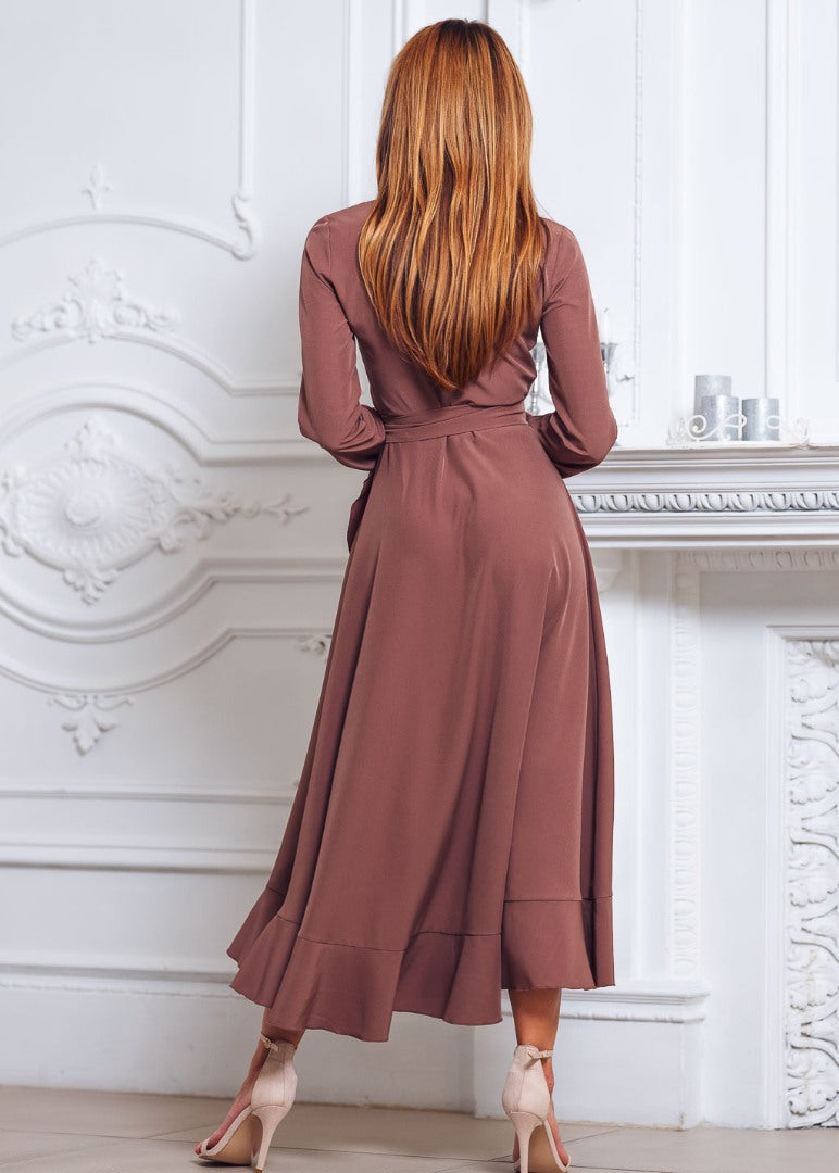 Brown wrap dress