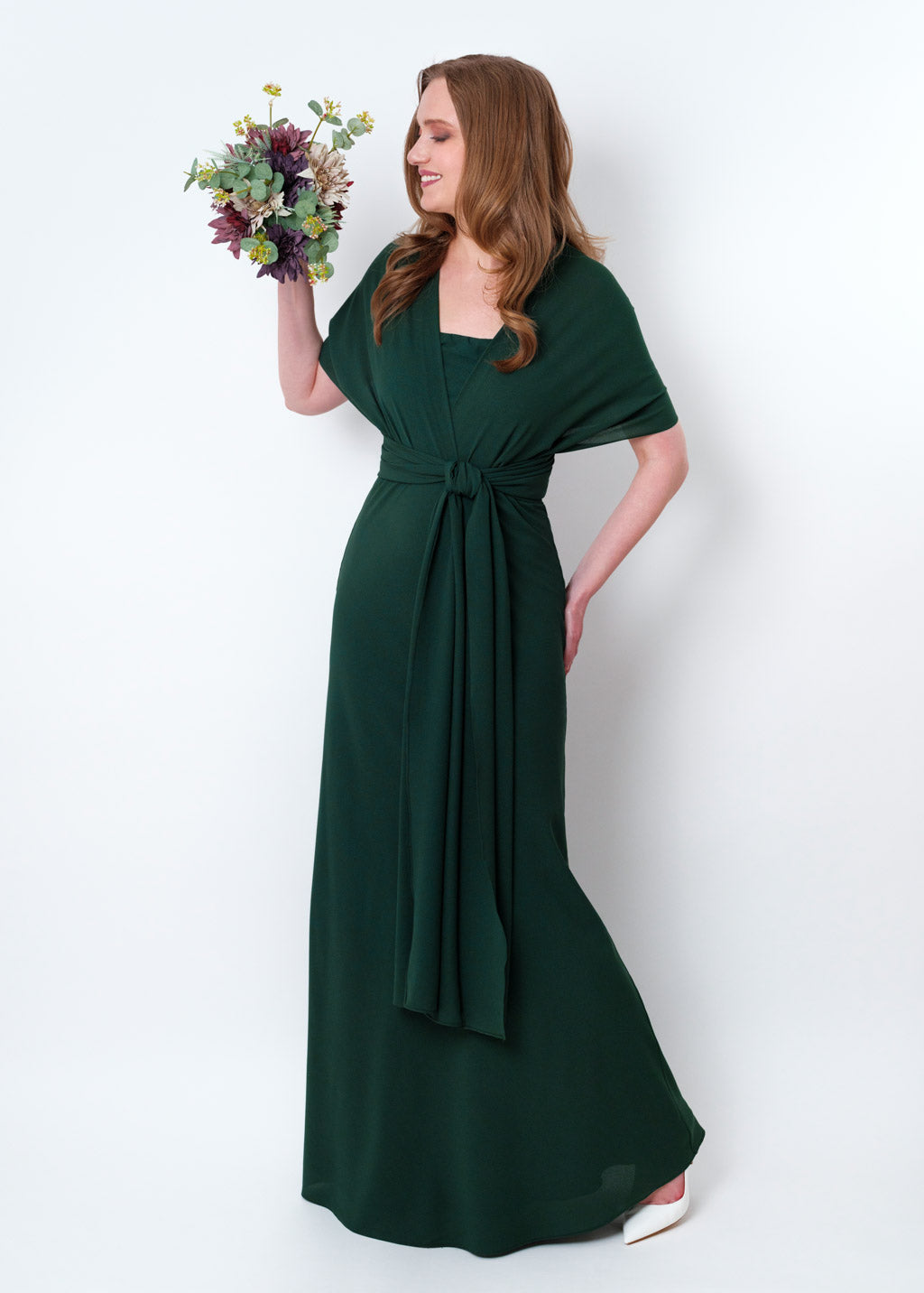 Dark green chiffon infinity long dress