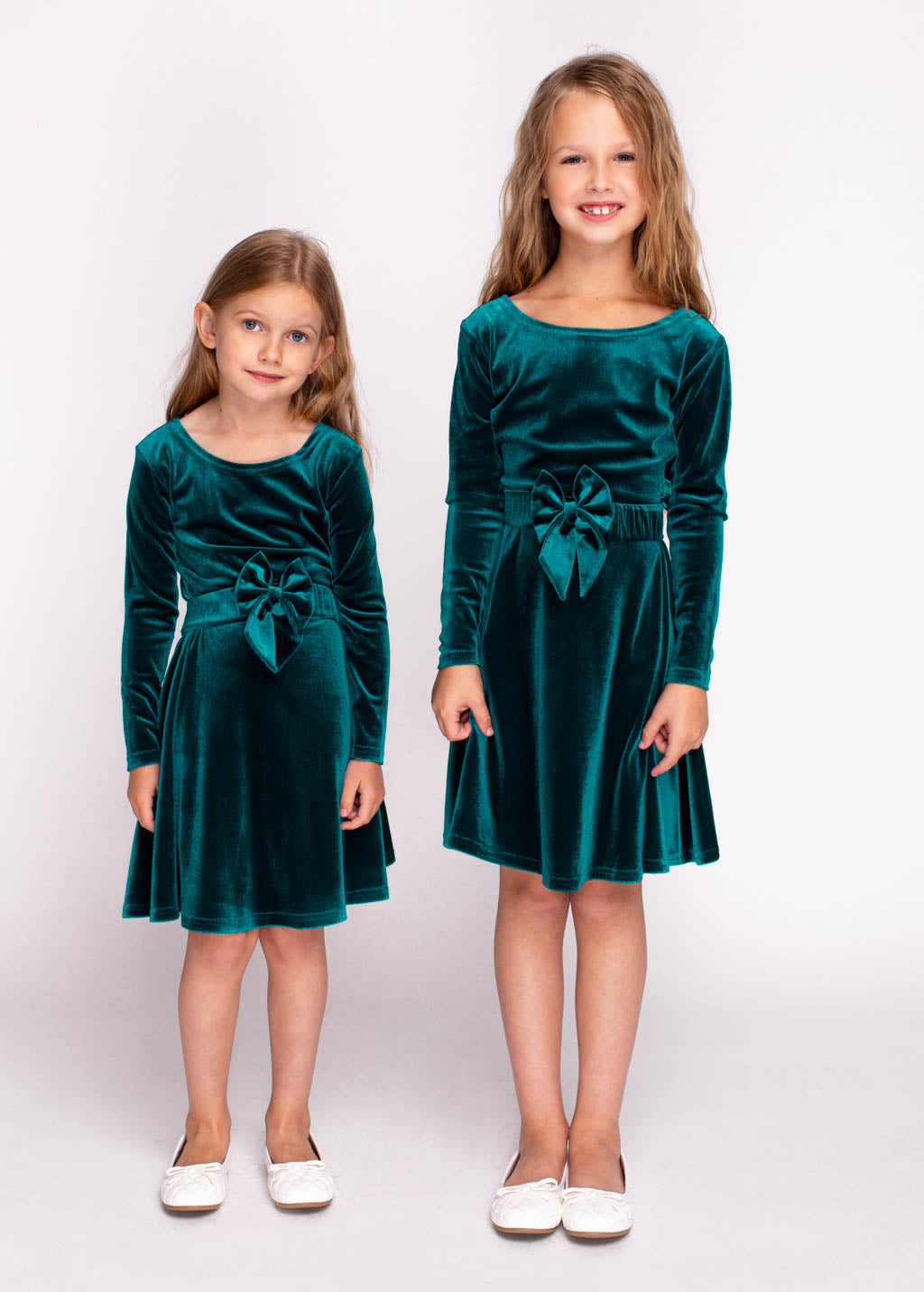 Teal green girl velvet dress