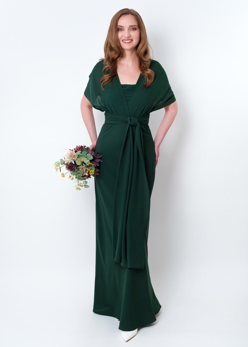 Dark green chiffon infinity long dress