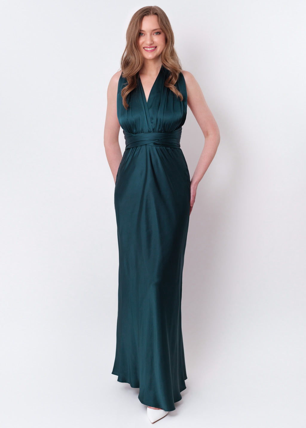 Dark teal green infinity long dress