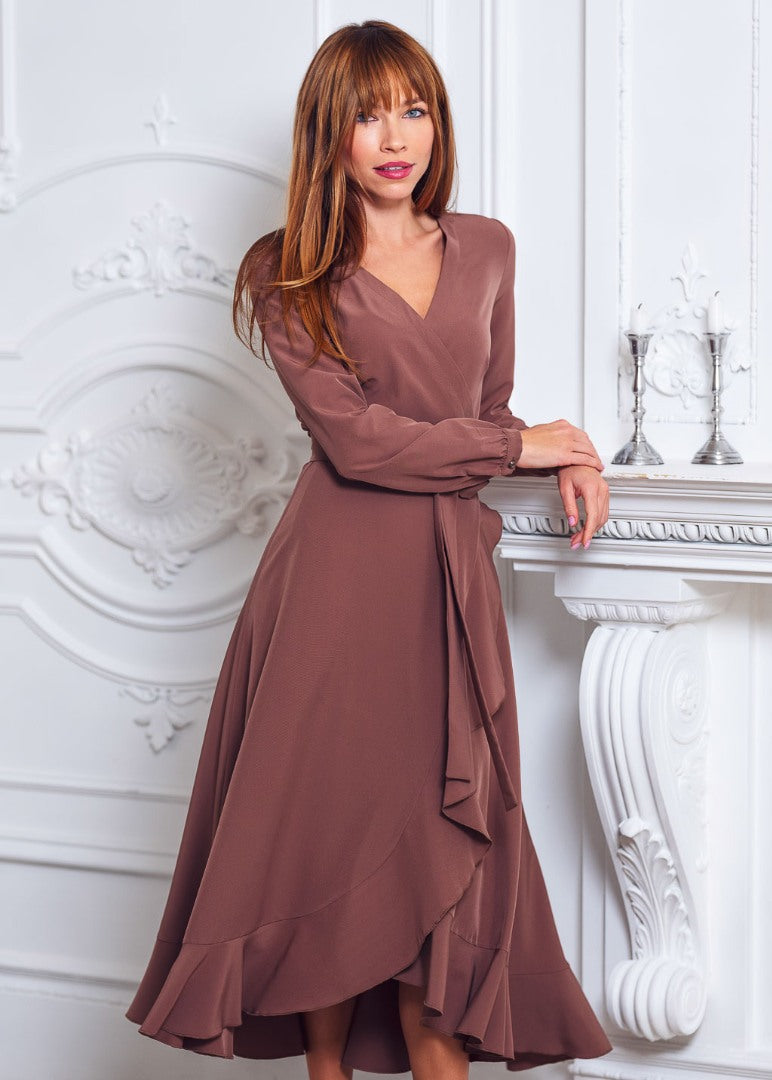 Brown wrap dress