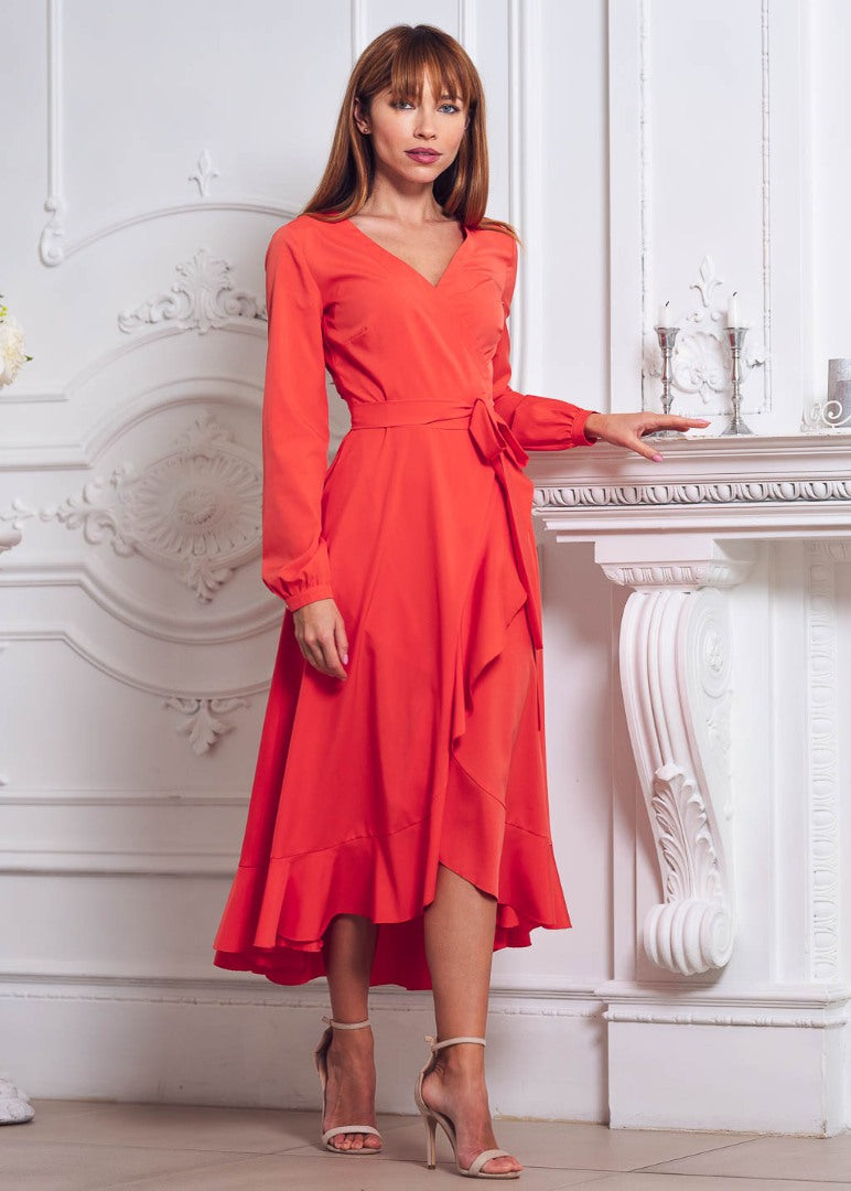 Coral blue wrap dress