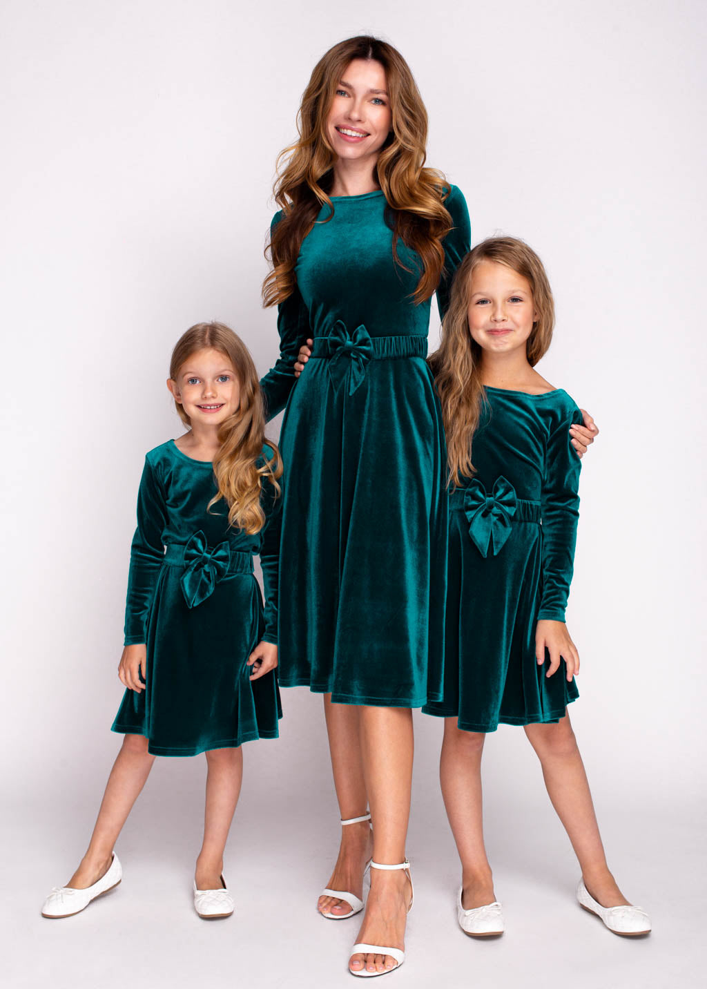 Mommy and me teal green velvet adult dress
