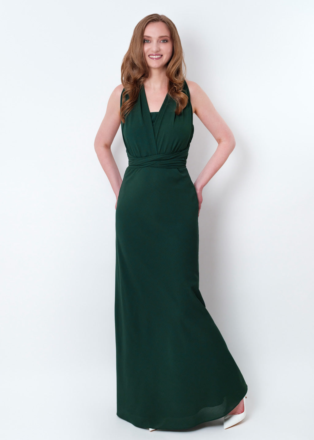 Dark green chiffon infinity long dress