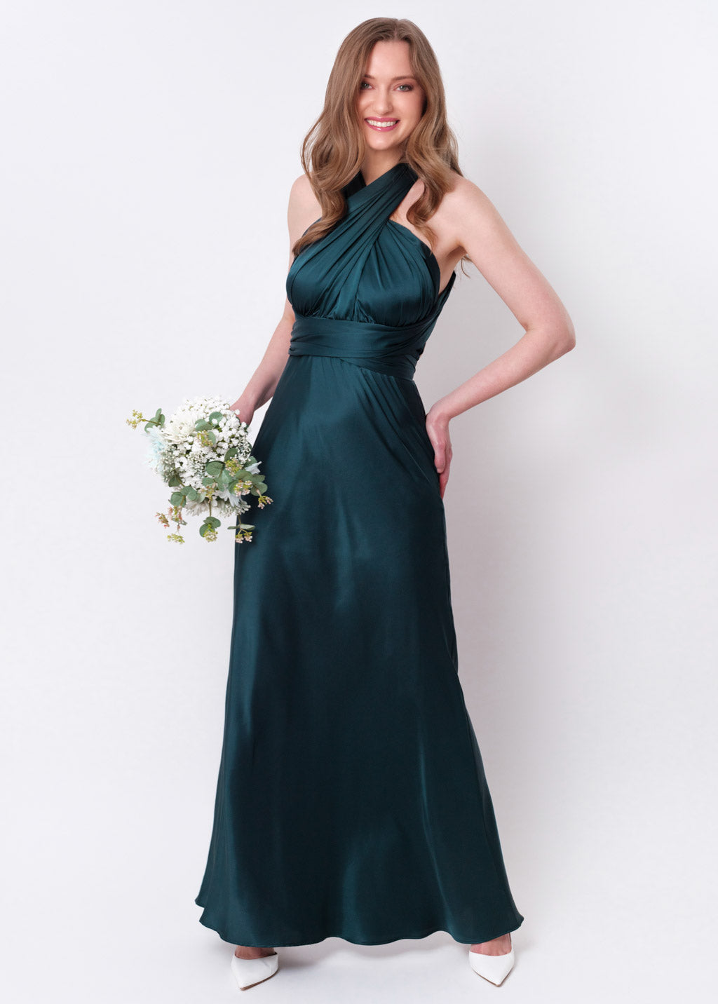 Dark teal green infinity long dress