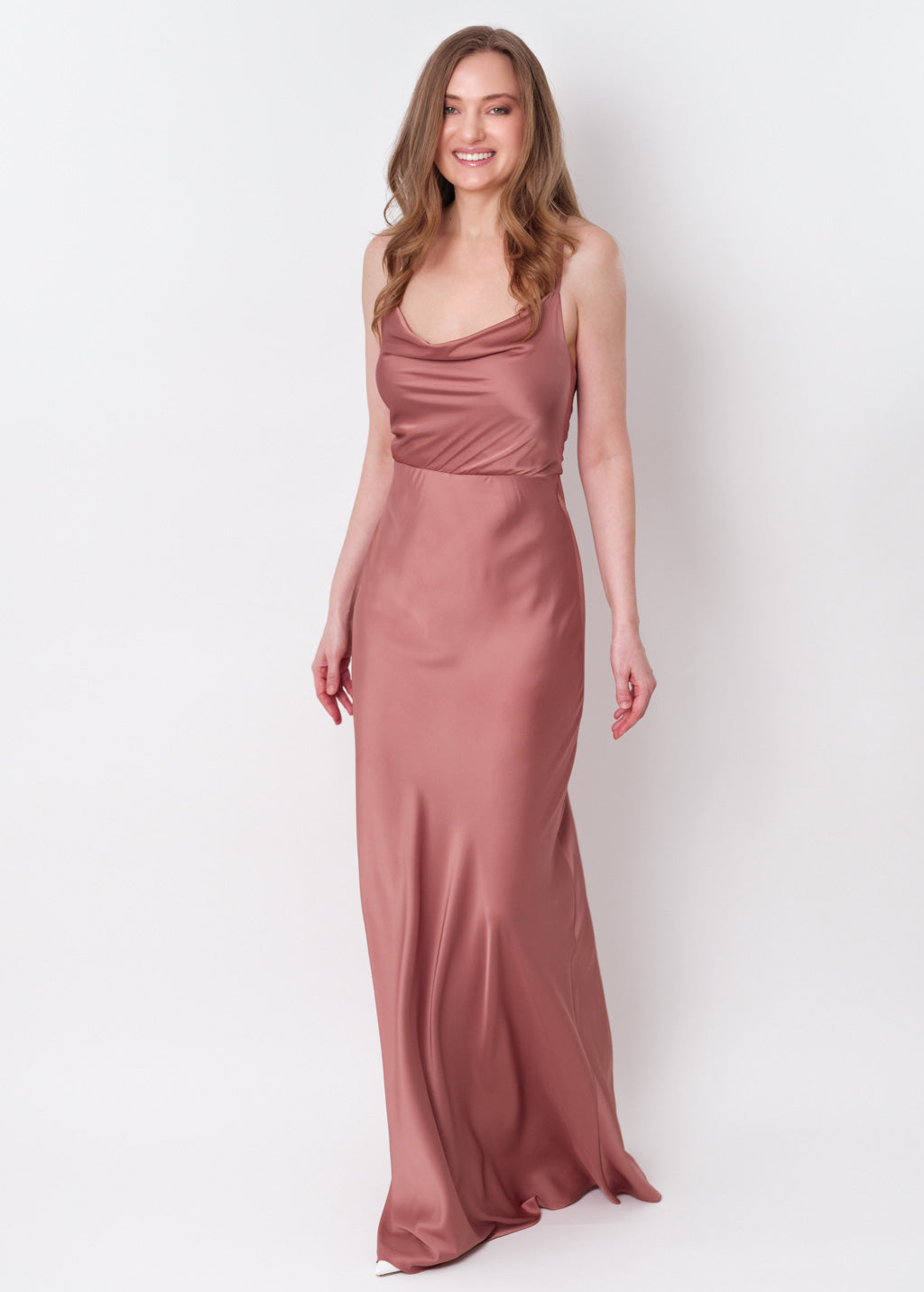 Champagne rose silk slip dress