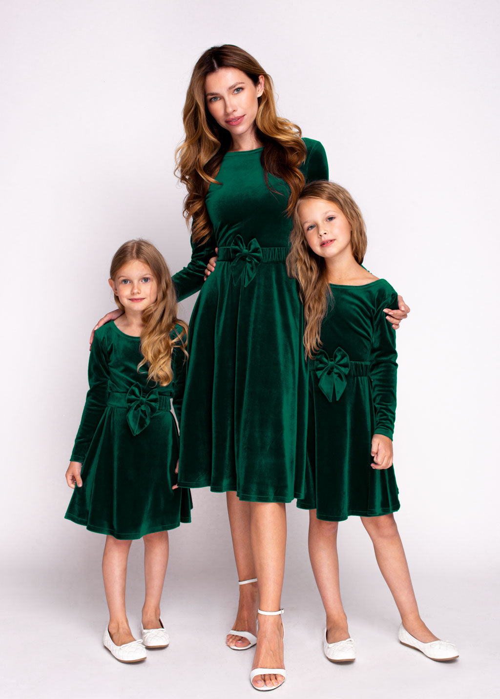 Mommy and me emerald green velvet adult dress