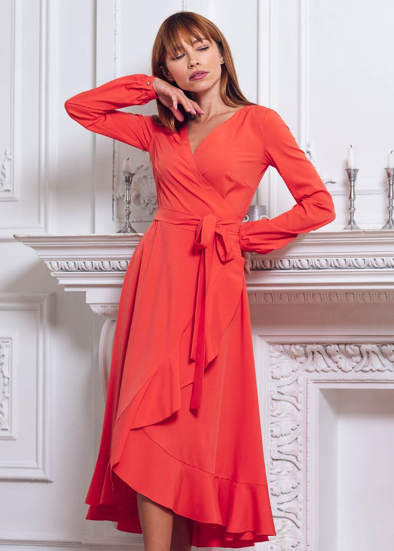 Coral blue wrap dress