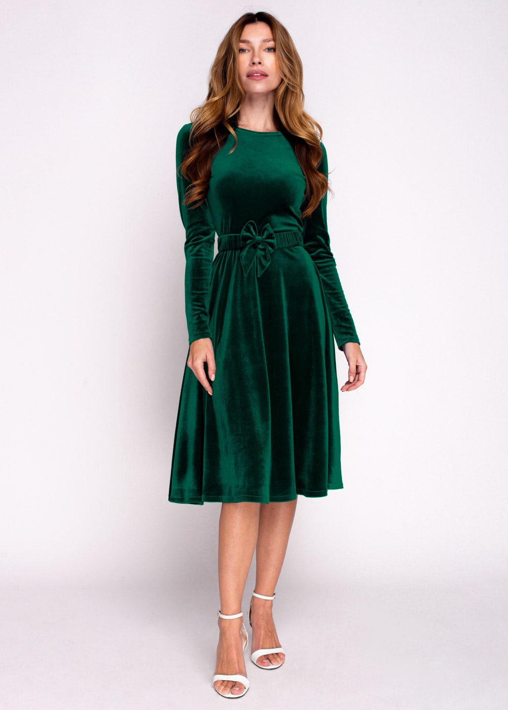 Mommy and me emerald green velvet adult dress