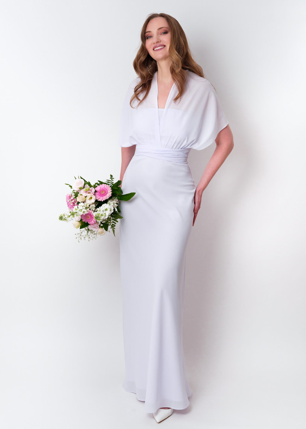 White chiffon infinity long dress