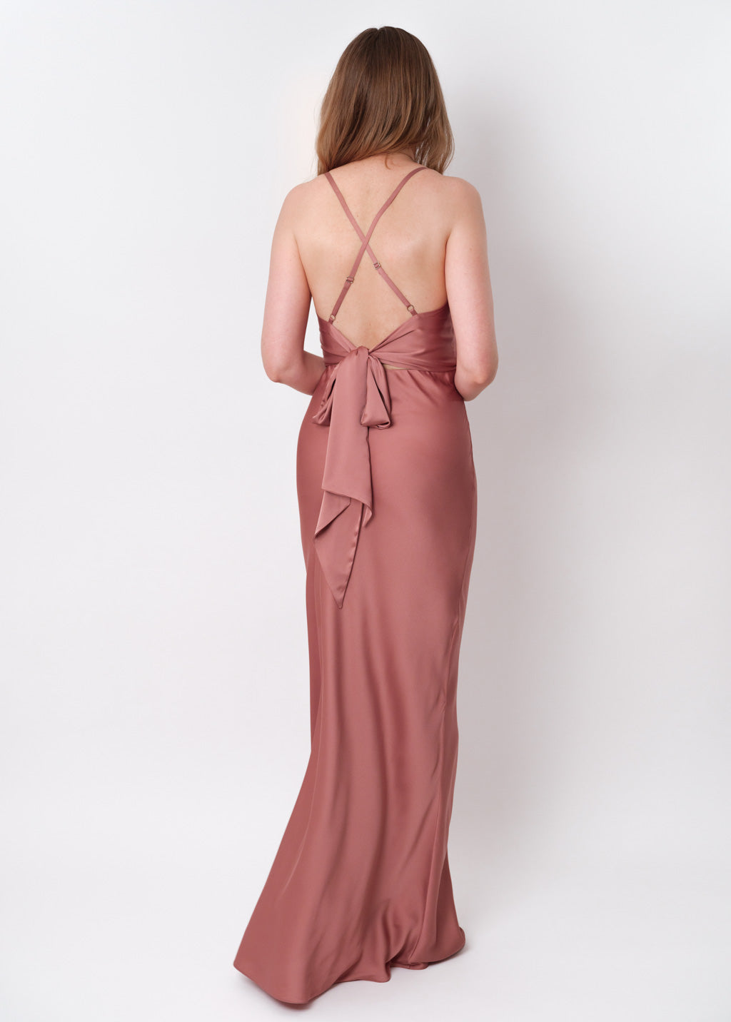 Champagne rose silk slip dress