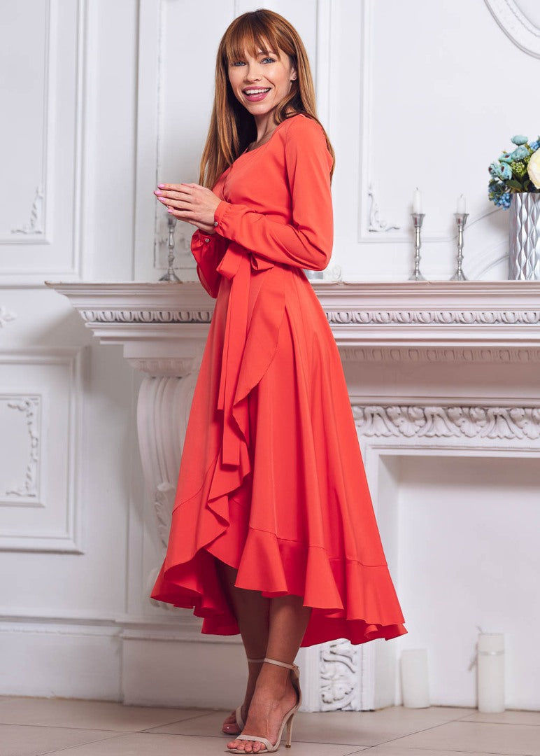 Coral blue wrap dress