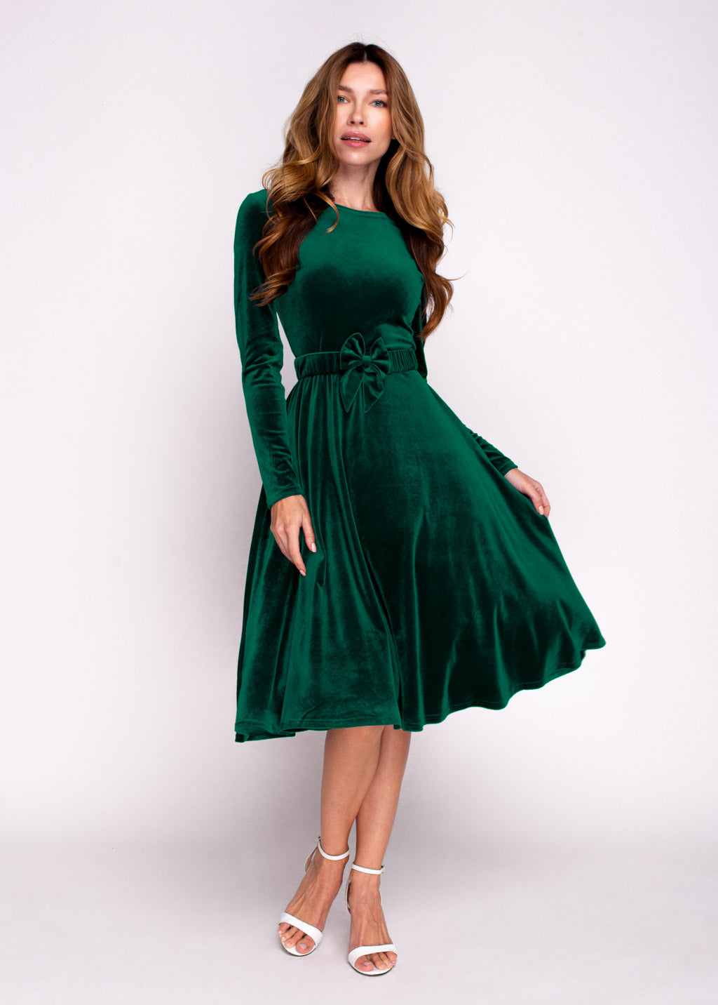 Mommy and me emerald green velvet adult dress