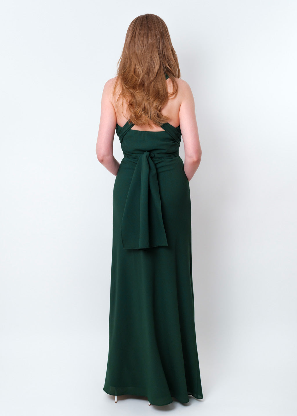 Dark green chiffon infinity long dress