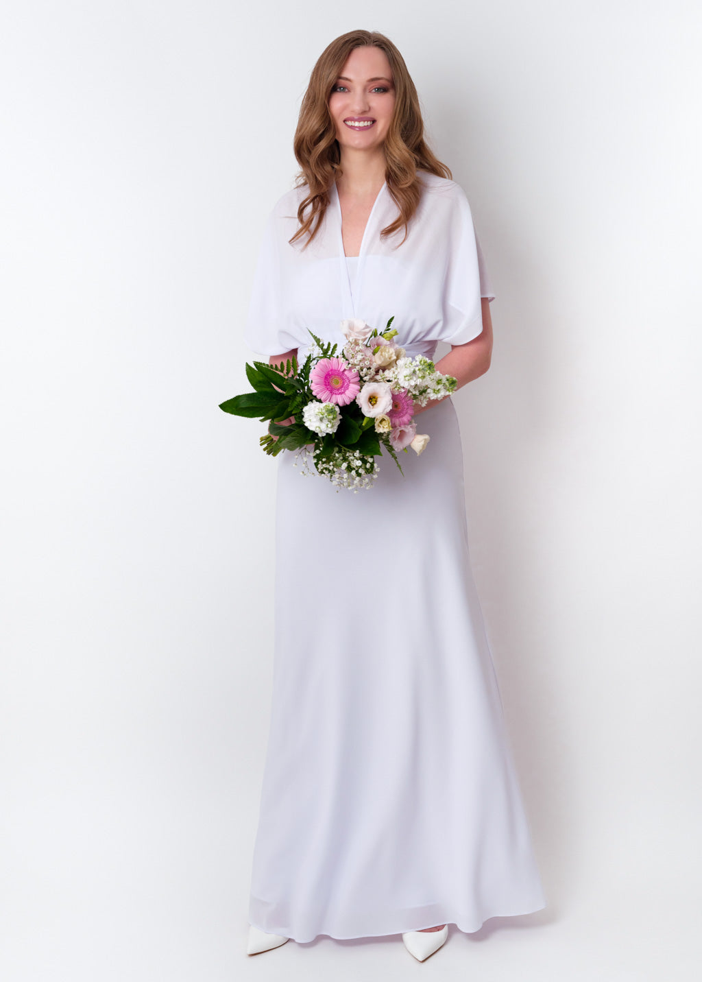 White chiffon infinity long dress