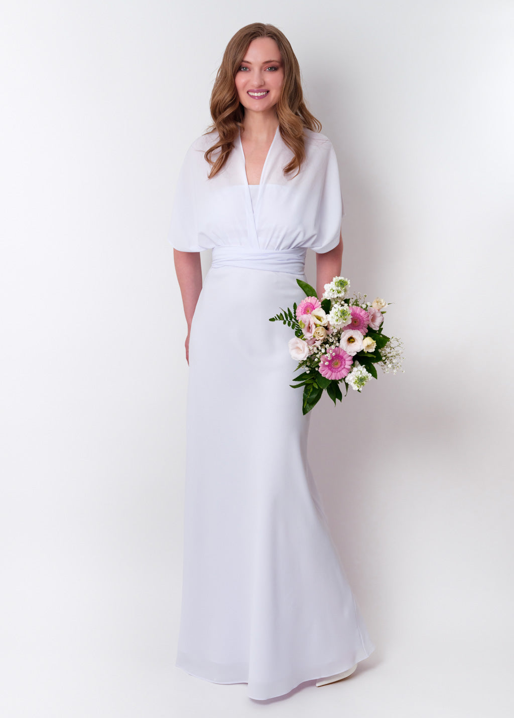 White chiffon infinity long dress