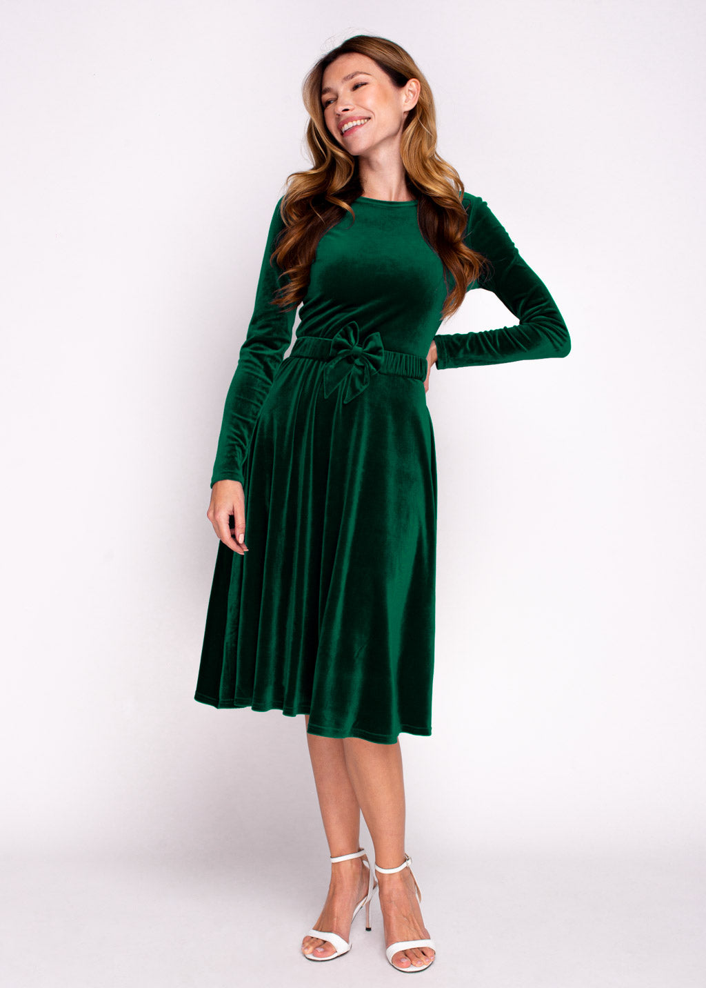 Mommy and me emerald green velvet adult dress