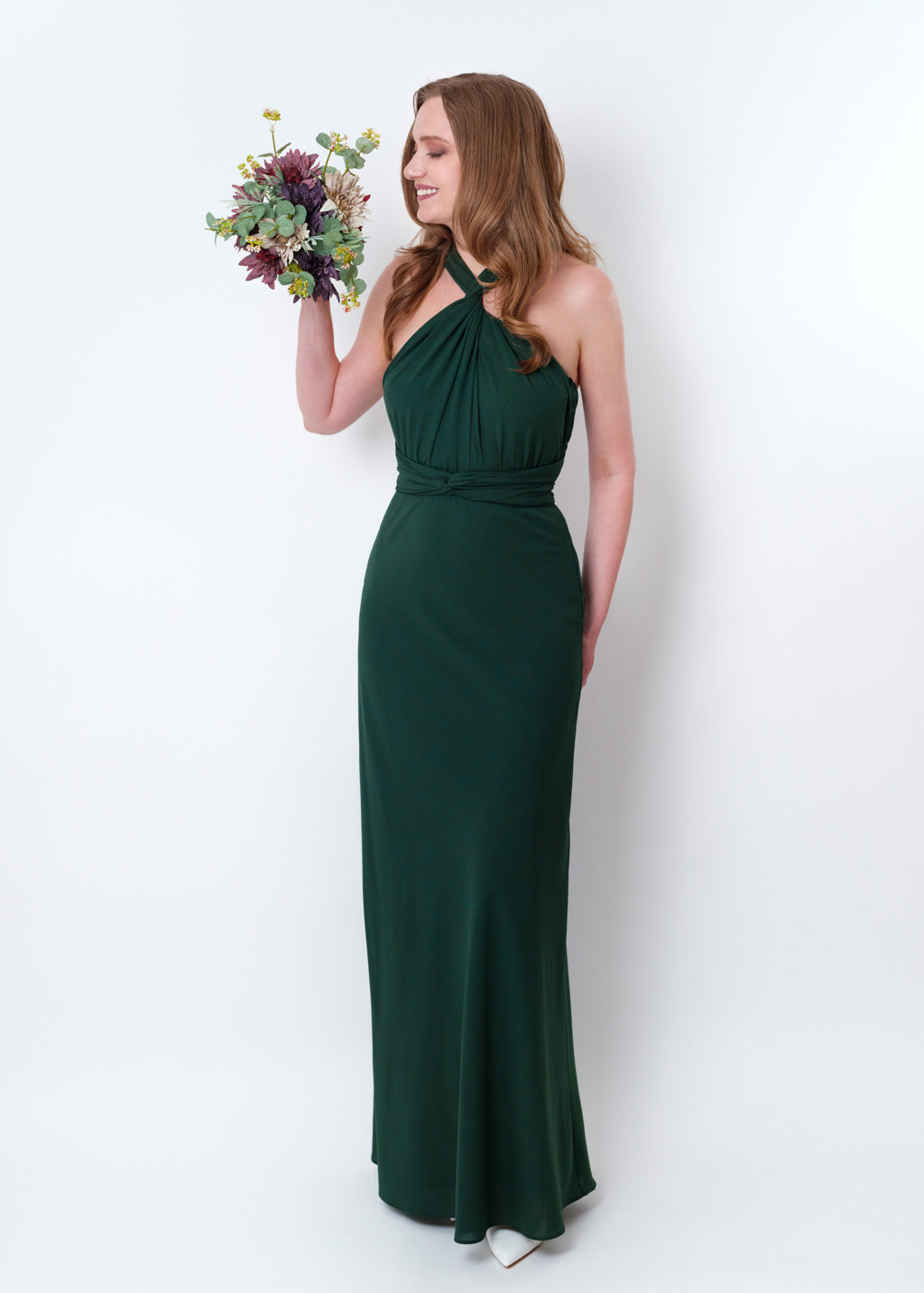 Dark green chiffon infinity long dress
